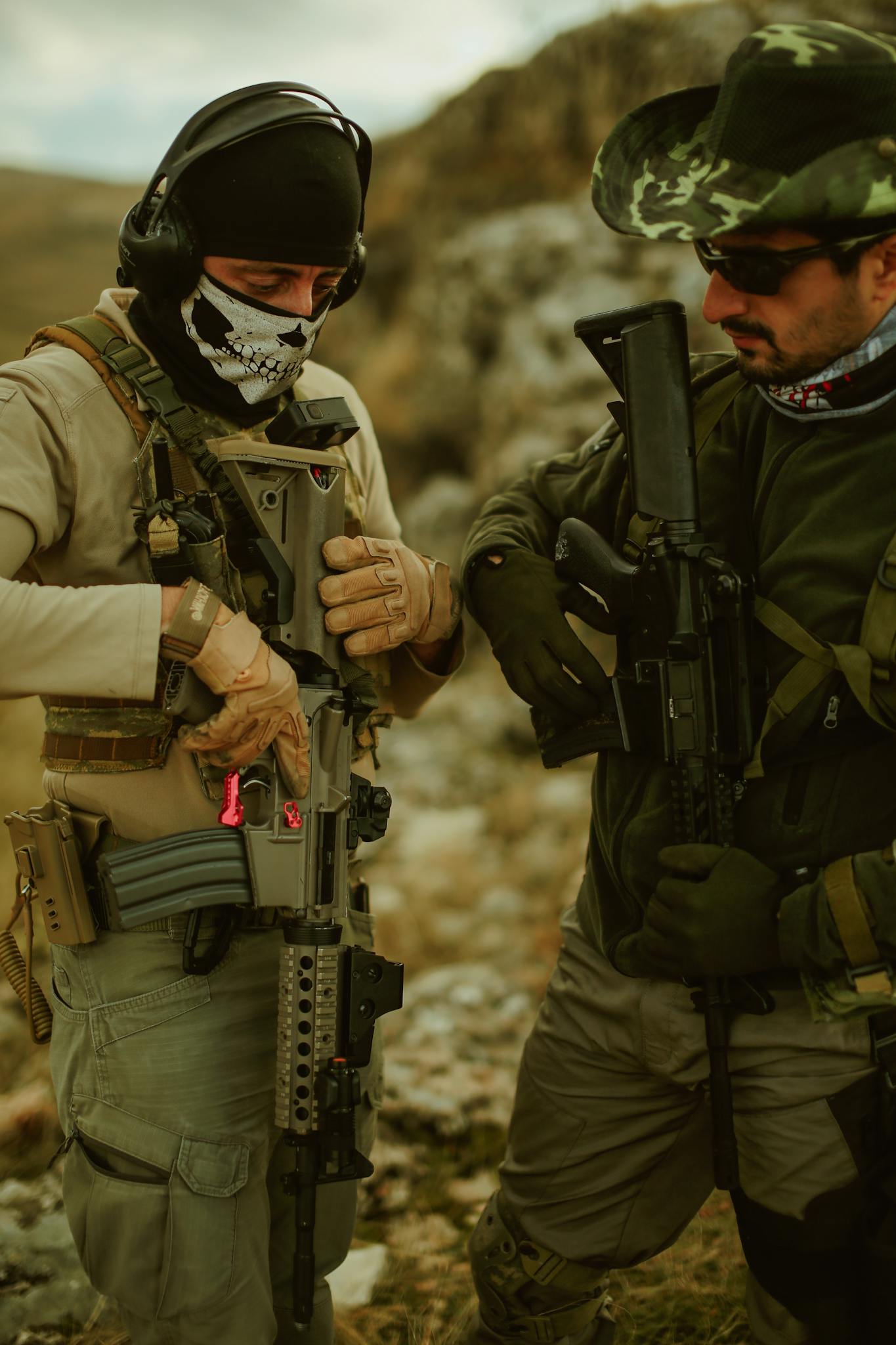 Men in Uniforms and with Weapons